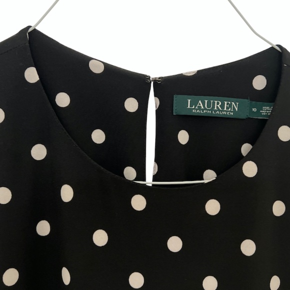 Lauren Ralph Lauren Women's Black and White Polka Dot Midi Dress. Size 10. - Picture 4 of 5